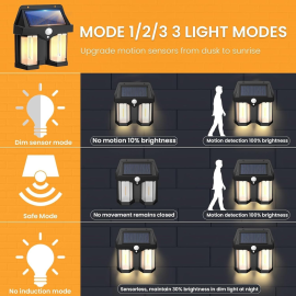 Outdoor Solar Wall Lamp Outdoor Waterproof High Quality Lamp Induction Garden Lamp Garden Villa Night Lamp Double Lamp Light (1 Pc)