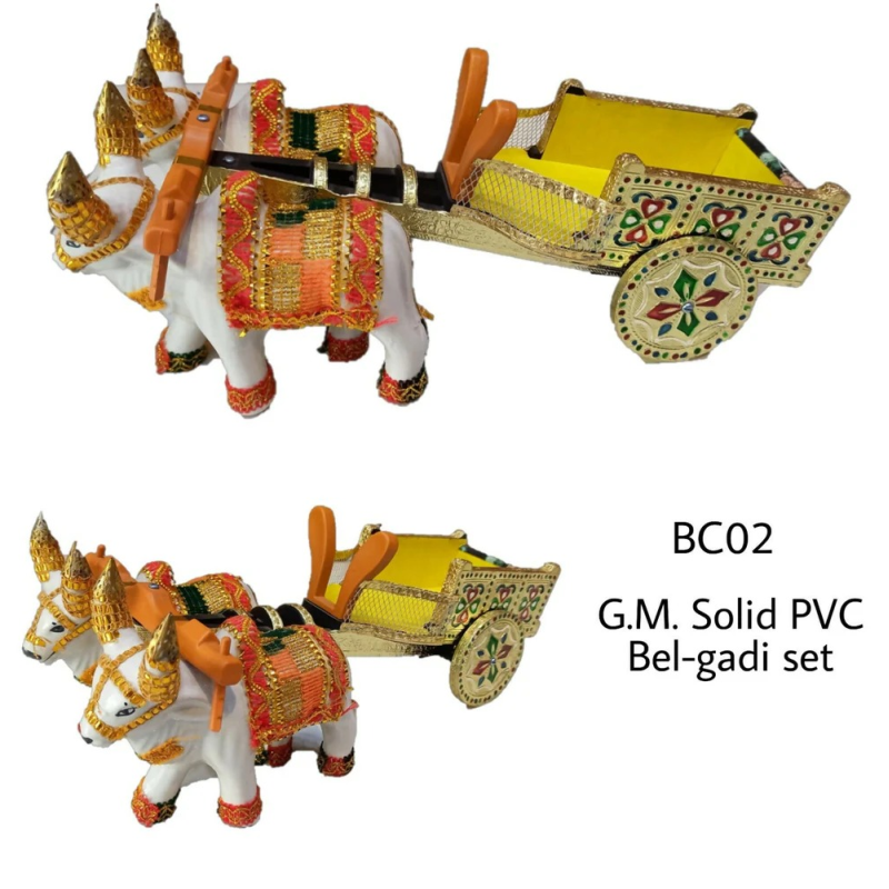 Traditional Indian G.M. Solid PVC Decorative Bullock Cart (Bel-Gadi)