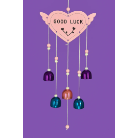 Heart Charm “Good Luck” Wind Chime – Multicolor Bells