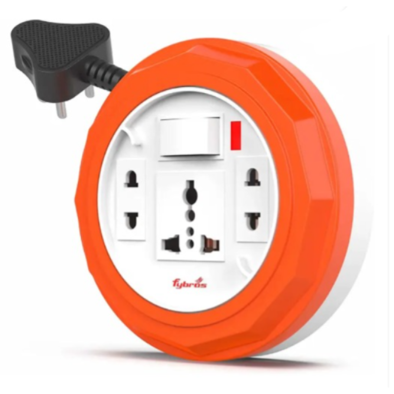 Fybros Comex 3 Pin Extension Flex Box Power Cable 3 Socket Extension Boards  (Multicolor,5m)