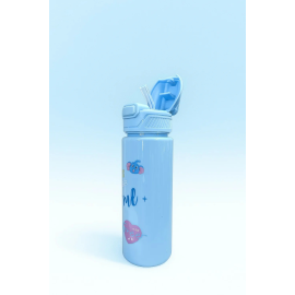 Set of 3 Blue Cartoon Water Bottles for Kids – Leak-Proof BPA-Free Plastic Sipper Bottles with Flip Lid & Cute Animal Prints (1500ml, 800ml, 500ml)