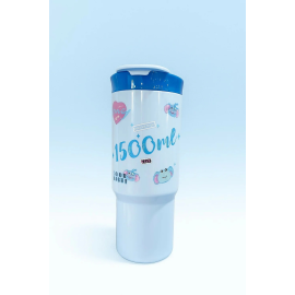 Set of 3 Blue Cartoon Water Bottles for Kids – Leak-Proof BPA-Free Plastic Sipper Bottles with Flip Lid & Cute Animal Prints (1500ml, 800ml, 500ml)