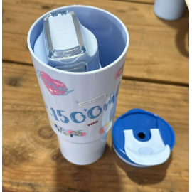 Set of 3 Blue Cartoon Water Bottles for Kids – Leak-Proof BPA-Free Plastic Sipper Bottles with Flip Lid & Cute Animal Prints (1500ml, 800ml, 500ml)