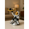 Astronaut Decorative Tray Holder – Space-Themed Resin Astronaut Figurine with Golden Platter for Keys, Snacks, Jewellery & Accessories – Futuristic Home Decor for Tabletop, Entryway, or Gifting