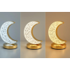 Golden Crystal LED Moon Lamp – 3 Color Modes (White, Warm & Natural Light) – Elegant Crescent Night Light for Bedroom, Table Decor, or Gift – USB Rechargeable Touch Control Moonlight Lamp