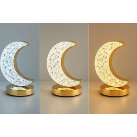 Golden Crystal LED Moon Lamp – 3 Color Modes (White, Warm & Natural Light) – Elegant Crescent Night Light for Bedroom, Table Decor, or Gift – USB Rechargeable Touch Control Moonlight Lamp Golden Crystal LED Moon Lamp – 3 Color Modes (White, Warm & Natural Light) – Elegant Crescent Night Light for Bedroom, Table Decor, or Gift – USB Rechargeable Touch Control Moonlight Lamp
