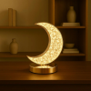 Golden Crystal LED Moon Lamp – 3 Color Modes (White, Warm & Natural Light) – Elegant Crescent Night Light for Bedroom, Table Decor, or Gift – USB Rechargeable Touch Control Moonlight Lamp