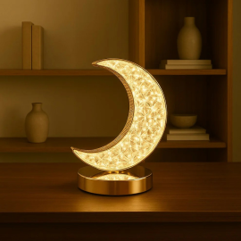 Golden Crystal LED Moon Lamp – 3 Color Modes (White, Warm & Natural Light) – Elegant Crescent Night Light for Bedroom, Table Decor, or Gift – USB Rechargeable Touch Control Moonlight Lamp Golden Crystal LED Moon Lamp – 3 Color Modes (White, Warm & Natural Light) – Elegant Crescent Night Light for Bedroom, Table Decor, or Gift – USB Rechargeable Touch Control Moonlight Lamp
