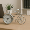 Vintage Bicycle Shape Table Clock – Retro Style Metal Analog Desk Clock with Silver Finish for Living Room, Office, and Home Decor – Unique Gift for Men, Women, and Bike Lovers