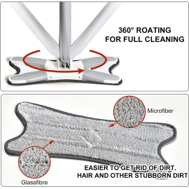 X Shape Mop or Floor Cleaning Hands-Free Squeeze Microfiber Flat Mop System 360° Flexible Head, Wet and Dry mop for Home Kitchen with 1 Super-absorbent Microfiber Pads X Shape Mop or Floor Cleaning Hands-Free Squeeze Microfiber Flat Mop System 360° Flexible Head, Wet and Dry mop for Home Kitchen with 1 Super-absorbent Microfiber Pads