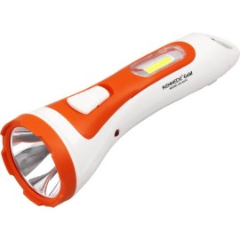 Kennede Gold 10w Rechargeable Charging Torch + COB Emergency Light With 4v 1000 Mah Battery, Multicolour