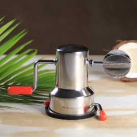 Wonderchef Stainless Steel Coconut Scraper for Kitchen, Vacuum Base, Rotatable Handle, Manual Operation, Silver
