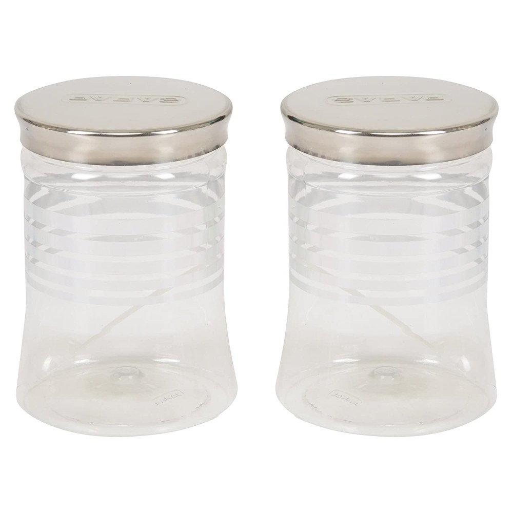 Paras Plastic Pet Jar, 1.25 Litre, 2-Piece, Silver