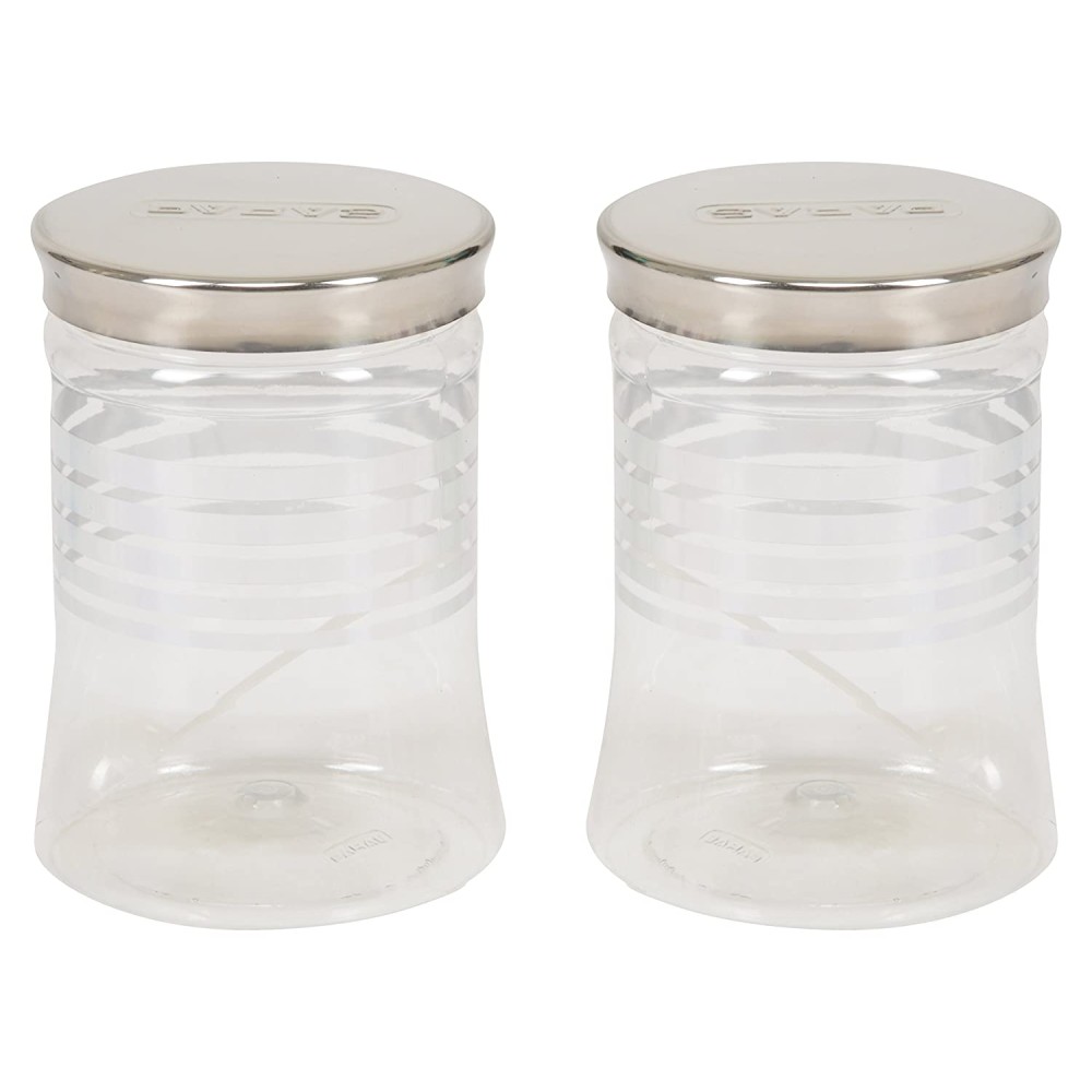 Paras Plastic Pet Jar, 1.25 Litre, 2-Piece, Silver