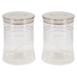 Paras Plastic Pet Jar, 1.25 Litre, 2-Piece, Silver
