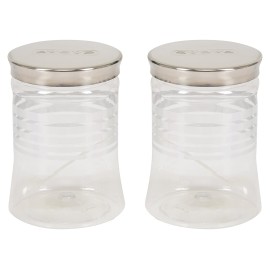 Paras Plastic Pet Jar, 1.25 Litre, 2-Piece, Silver