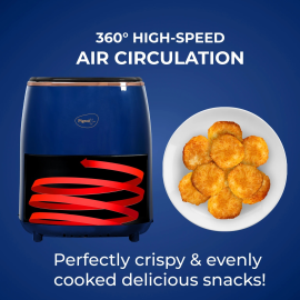 Pigeon Healthifry with 360 High Speed Air Circulation Technology 1200 W with Non-Stick Basket - Blue Air Fryer (4.2 L)
