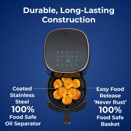 Pigeon Healthifry with 360 High Speed Air Circulation Technology 1200 W with Non-Stick Basket - Blue Air Fryer (4.2 L)