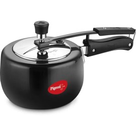 Pigeon Amelia 3 Liters Induction Base Aluminium Inner Lid Pressure Cooker,Black