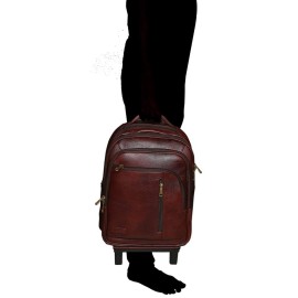 Hyatt Leather Accessories Leather 18 Inches Trolley Bag (New Backpack, Brown)
