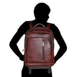 Hyatt Leather Accessories Leather 18 Inches Trolley Bag (New Backpack, Brown)
