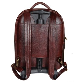 Hyatt Leather Accessories Leather 18 Inches Trolley Bag (New Backpack, Brown)