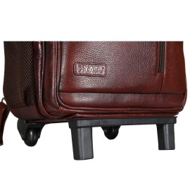 Hyatt Leather Accessories Leather 18 Inches Trolley Bag (New Backpack, Brown)