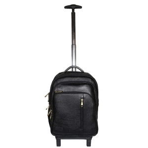 Hyatt Leather Accessories 18 Inch Leather Backpack Trolley Black