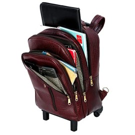 Hyatt Leather Accessories 18 Inch Leather Laptop Backpacks Trolley Luggage Bags (Choko Brown)