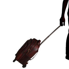 Hyatt Leather Accessories 18 Inch Leather Laptop Backpacks Trolley Luggage Bags (Choko Brown)