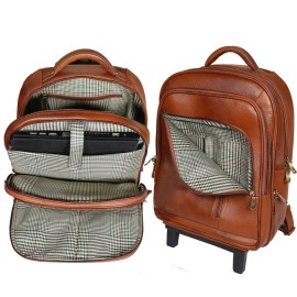 Hyatt Leather Accessories Leather 18 Inches Trolley Bag (New Backpack, Tan)