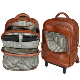 Hyatt Leather Accessories Leather 18 Inches Trolley Bag (New Backpack, Tan)