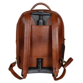 Hyatt Leather Accessories Leather 18 Inches Trolley Bag (New Backpack, Tan)