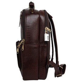 Hyatt Leather Accessories 18 Inch Leather Laptop Backpacks Bag for men and women (Brown Antic)