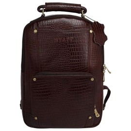 Hyatt Leather Accessories 18 Inch Leather Laptop Backpacks Bag for men and women (Brown Antic)