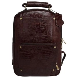 Hyatt Leather Accessories 18 Inch Leather Laptop Backpacks Bag for men and women (Brown Antic)