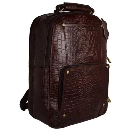 Hyatt Leather Accessories 18 Inch Leather Laptop Backpacks Bag for men and women (Brown Antic)