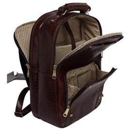 Hyatt Leather Accessories 18 Inch Leather Laptop Backpacks Bag for men and women (Brown Antic)