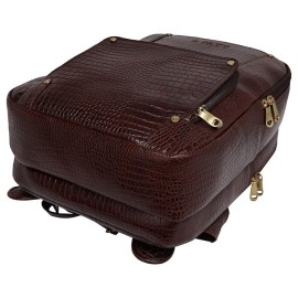 Hyatt Leather Accessories 18 Inch Leather Laptop Backpacks Bag for men and women (Brown Antic)