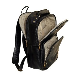 Hyatt Leather Accessories 18 Inch Leather Laptop Backpacks Bag for men and women (Black)