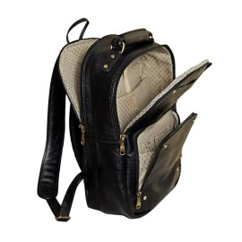 Hyatt Leather Accessories 18 Inch Leather Laptop Backpacks Bag for men and women (Black)
