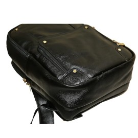 Hyatt Leather Accessories 18 Inch Leather Laptop Backpacks Bag for men and women (Black)