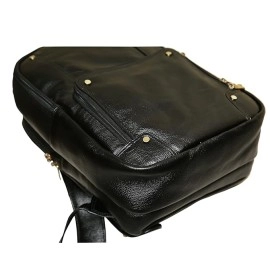 Hyatt Leather Accessories 18 Inch Leather Laptop Backpacks Bag for men and women (Black)