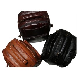 Hyatt Leather Accessories 18 Inch Leather Laptop Backpacks Bag for men and women (Brown)