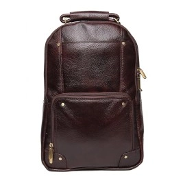 Hyatt Leather Accessories 18 Inch Leather Laptop Backpacks Bag for men and women (Brown)
