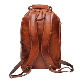 Hyatt Leather Accessories 18 Inch Leather Laptop Backpacks Bag for men and women (Tan)