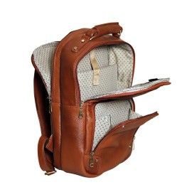 Hyatt Leather Accessories 18 Inch Leather Laptop Backpacks Bag for men and women (Tan)