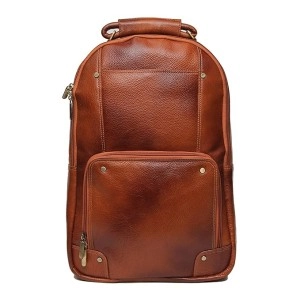 Hyatt Leather Accessories 18 Inch Leather Laptop Backpacks Bag for men and women (Tan)