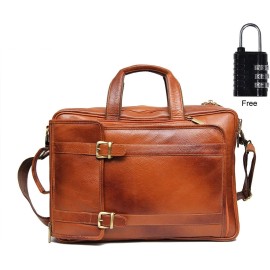 Hyatt Leather Accessories 18 Inch 4 Use Leather Backpack Bag for Men and Women (Tan)
