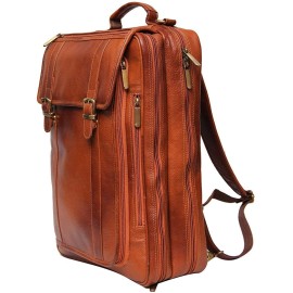 Hyatt Leather Accessories 18 Inch 4 Use Leather Backpack Bag for Men and Women (Tan)